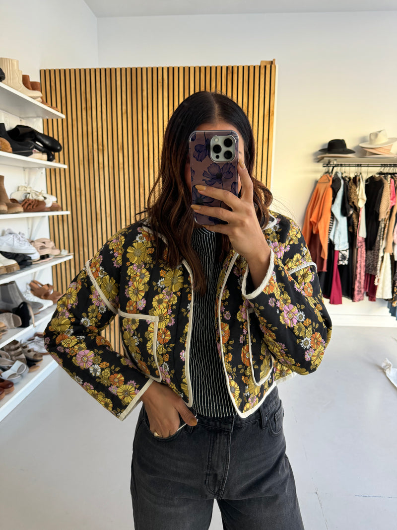 The Durgan Floral Jacket in Black Multi